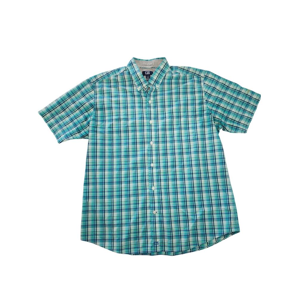 Cutter & Buck Shirt Men's Green Sz XL Cotton Button-Down Preppy Non-Iron